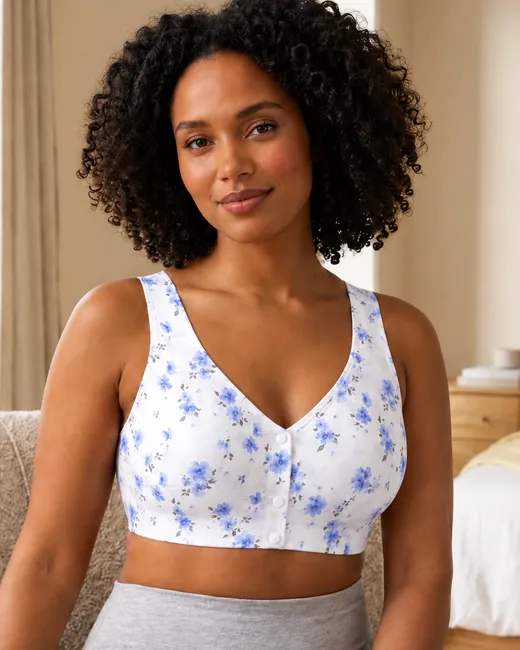 Floral Front-Open Comfort Bra